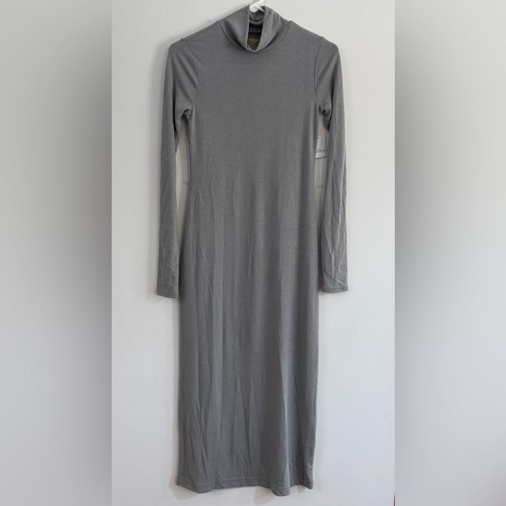 NWT Free People Free-est Women's XS Good Feels Mock Neck Midi Dress Gray Tube - Picture 3 of 11